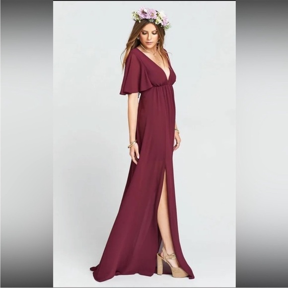 Show Me Your Mumu Faye Flutter Maxi Dress Merlot Chiffon Extra Extra Large NWT - Picture 3 of 14